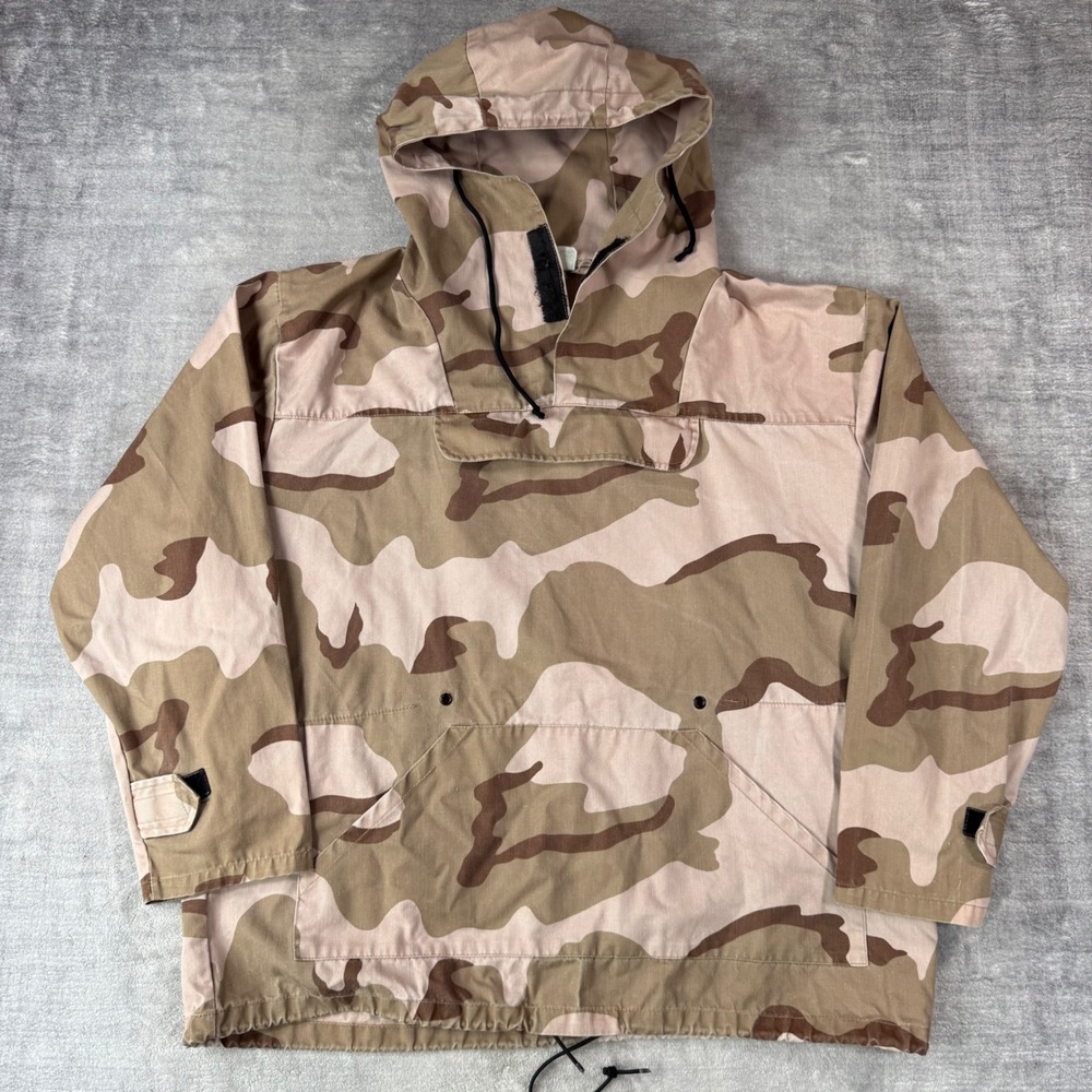 Desert Camo Jacket Mens XL Vintage Military Anorak Tactical Pullover Hooded